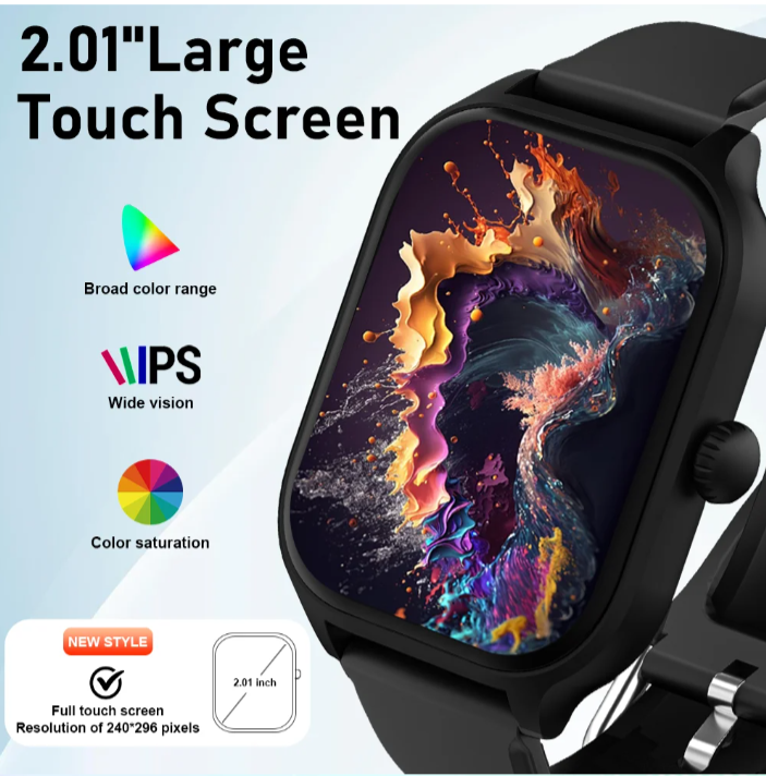 New Smart Watch 2.01 inch HD Display Bluetooth Voice Call Heart Rate Monitor Multi Sport Mode Smartwatch