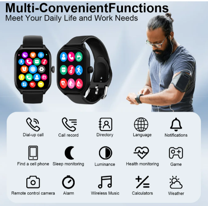 New Smart Watch 2.01 inch HD Display Bluetooth Voice Call Heart Rate Monitor Multi Sport Mode Smartwatch