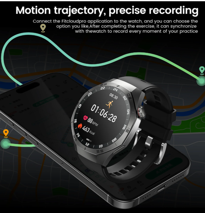 Smart Watch Men HD AMOLED Screen GPS Motion trajectory HeartRate Bluetooth Call 1.52" SmartWatch IP68