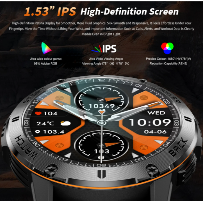 Smart Watch Men Compass Bluetooth Call Waterproof Smartwatch LED Flashlight Ftiness Watches