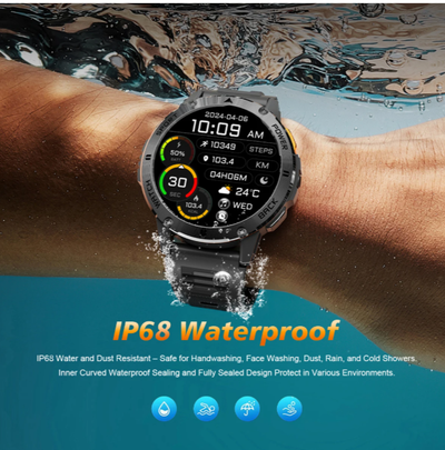 Smart Watch Men Compass Bluetooth Call Waterproof Smartwatch LED Flashlight Ftiness Watches